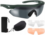 Balistiniai akiniai Swisseye Nighthawk Olive, 3 keičiami lę&scaron;ių spalvų variantai