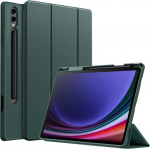 Jetech dėklas, skirtas samsung galaxy tab s10 plus/tab s9 plus 12.4 colių plan&scaron;etiniam kompiuteriui su s pen laikikliu, mink&scaron;tas tpu stovas, apsauginis plan&scaron;etinio kompiuterio dėklas, palaiko s pen įkrovimą (night green)