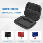 Procase dėklas standžiajam diskui, skirtas Samsung T7 / T7 Touch ne&scaron;iojamam Ssd (500gb/1tb/2tb), smūgiams atsparus dėklas-organaizeris ne&scaron;iojamiems i&scaron;oriniams standiesiems diskams - juodas
