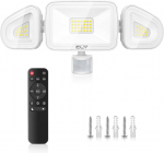 Cly 42w led prožektorius su judesio jutikliu ir nuotoliniu valdymu, 3600lm 6500k &scaron;altai balta lauko prožektorius su reguliuojamomis 3 galvutėmis led prožektoriumi ip66 atsparus vandeniui priekinis žibintas garažui terasai
