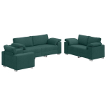 3 dalių sofa su pagalvėlėmis tamsiai žalia