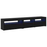 TV spintos 2 vnt su LED &scaron;viesomis juodo ąžuolo inžinerinis medis,TV stovas su LED &scaron;viesomis - Juodas ąžuolas - 75x35x40 cm - Pagamintas i&scaron; inžinerinio medžio