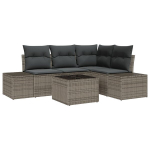 4 dalių sodo sofa su pagalvėlėmis pilka poli ratanas