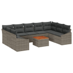 10 dalių sodo sofa komplektas su pagalvėmis pilka poli ratano akacija