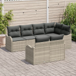 7 dalių &scaron;viesiai pilkas poly rattan sodo sofa komplektas su pagalvėlėmis,2 vietų sodo sofa su saugojimu ir pagalvėlėmis, &scaron;viesiai pilkas poly rattan