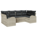 6 dalių Sodo Sofa Rinkinys su pagalvėlėmis &Scaron;viesiai pilka Poli ratanas,2 vietų Sodo Sofa su saugykla ir pagalvėlėmis &Scaron;viesiai pilka Poli ratanas