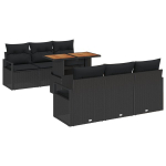 7 Dalių Sodo Sofų Komplektas su Pagalvėmis Juoda Poli Ratanas,2 Sėdėjimo Sodo Sofa su Saugykla & Pagalvėmis Juoda Poli Ratanas
