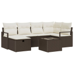 7 dalių sodo sofa rinkinys su pagalvėmis ruda poli ratanas,2 vietų sodo sofa su laikymo vieta & pagalvėmis ruda poli ratanas