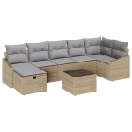8 dalių sodo sofa komplektas su pagalvėmis &Scaron;viesiai ruda Poli ratanas