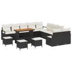 14 dalių sodo sofa rinkinys su pagalvėlėmis juoda poli ratanas akacija,2 vietų sodo sofa su pagalvėlėmis juoda poli ratanas,4 dalių sodo valgomasis rinkinys su pagalvėlėmis juoda poli ratanas akacija