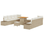 11 dalių sodo sofa rinkinys su pagalvėmis Smėlio Poli Ratanas Akacija,2 vietų sodo sofa su pagalvėmis Smėlio Poli Ratanas,3 dalių sodo valgomojo rinkinys su pagalvėmis Smėlio Poli Ratanas Akacija