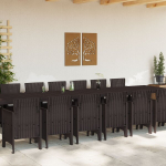 15 dalys sodo valgio rinkinys su pagalvėmis rudas poliratanas,sodo stalas rudas 250x100x73 cm poliratanas,sodo stalas rudas 150x100x73 cm poliratanas,sodo kėdės su pagalvėmis 2 vnt rudas poliratanas,sodo kėdės su pagalvėmis 4 vnt rudas poliratanas