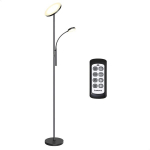 Tomons led grindų &scaron;viestuvas, reguliuojamo ry&scaron;kumo, grindų &scaron;viestuvas, tolygiai reguliuojamo ry&scaron;kumo, lubų prožektorius su reguliuojama skaitymo lempute, modernus, 3 spalvų temperatūros, su nuotolinio valdymo pulteliu, svetainei, biurui, miegamajam, 30 w