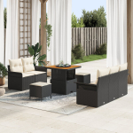 8 dalių sodo sofa komplektas su pagalvėlėmis juodos spalvos poli ratano akacijos,2-vietė sodo sofa su pagalvėlėmis juodos spalvos poli ratano,3 dalių sodo valgomojo komplektas su pagalvėlėmis juodos spalvos poli ratano akacijos