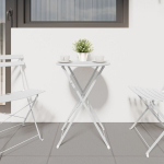 Sulankstomas Bistro Stalas Baltas &Oslash;50x71 cm Ruo&scaron;tuotas Plienas