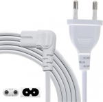 Ajtech&reg; 3m Maitinimo laidas Samsung Tv C7, sertifikuotas Ac Euro ki&scaron;tukas 2 kontaktų 90 laipsnių C7 Iec laidas, suderinamas su Lg Led Tv Ps4 Slim Xbox Series X S spausdintuvu Ps5, baltas