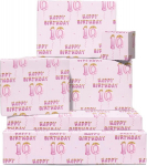 Gimtadienio dovanų popierius - 6 lapai rožinio dovanų popieriaus - 10 metų - gimtadienio dovanų popierius mergaitėms - 10-asis gimtadienis - su lipduku - perdirbamas - i&scaron; Central 23