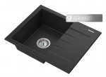 Granito kriauklė juodas sifonas chromas Granitan Milano