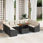 10 dalių Sodo Sofa Rinkinys su Pagalvėmis Juodojo Poly Ratano