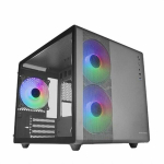 Mars Gaming MC-400 Juodas, Kompakti&scaron;kas Micro-ATX Žaidimų Korpusas, Pilno &Scaron;oninio Langas I&scaron; Stiklo, 3x FRGB 120mm Ventiliatoriai.