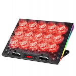 AABCOOLING Spatium Ne&scaron;iojamojo kompiuterio au&scaron;inimo stovas, 15 Ventiliatorių 60mm, RGB LED, 10&ndash;17", 2x USB, Reguliuojamas kampas (5 lygių), Tylus darbas > 18 dB(A), universal
