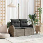 2-vietė sodo sofa su saugojimu ir užvalkalais pilkas poli ratanas
