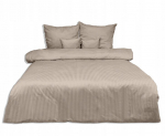 Pilkas satino komplektas 160x200 su juostelėmis, 100% medvilnė