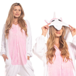Moteri&scaron;ka Vientisa Pižama Kigurumi Kombinezonas Vienaragis &Scaron;viesiai Rožinis 145155 Cm S