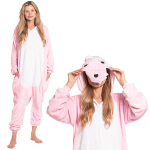 Moteri&scaron;ka Vientisa Pižama Kigurumi Kostiumas Dinozauras Rožinis 145-155 Cm S