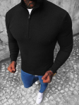 Juodas megztinis su užtrauktuku iki pusės Makar NB/MM6007/4-58720-XXL