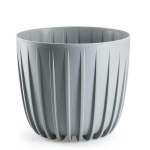 Vazonas &bdquo;Stripped&ldquo; žemas pilkas 24xh21 cm