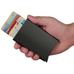 Pop-Up kortelių laikiklis &ndash; aliuminio dėklai apsaugo (RFID saugus) Juodas