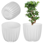Baltas plastikinis vazonas gėlėms 23,5 cm