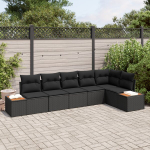 6 dalių sodo sofa komplektas su pagalvėlėmis juoda poliratanas akacija