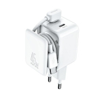 Įkroviklis Joyroom 'TCL05' baltas GaN Ultra 45W (2xUSB-C) + 'Type-C' 120cm 60W kabelis