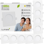 9 dalių LED panelinių prožektorių komplektas, 6 W, 400 lm, IP44, baltas, 14 x 14 cm