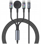 Kabel USAMS Huan Series SJ754 72W USB-C do USB-C + USB-C + ładowarka bezprzewodowa do zegarka tarnish