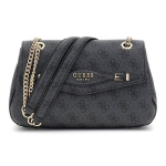 GUESS Tamsiai pilkas juodas moterų petinis krep&scaron;ys - Katya Convertible Xbody Flap Bag Coal Logo 311262