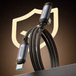 Usb-c 90&deg; kabel 1.2m, 60w, tvirtas nailono pynimas