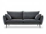 Keturvietė aksominė sofa Milo Casa Elio, pilka/juoda