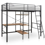 Dviauk&scaron;tė lova su stalu VidaXL 90x200, juoda