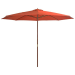 Lauko skėtis su mediniu stulpu vidaXL, 350 cm, rudas