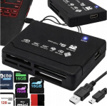 &bdquo;DataLink Pro E378&ldquo; universalus micro SD/USB/USB‑C atminties kortelių skaitytuvas, Juoda