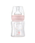 Stiklinis maitinimo buteliukas KikkaBoo Hippo, Dreams Pink, 0+ mėn, 120ml