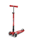 Triratis paspirtukas Micro Maxi Deluxe Foldable LED, raudonas
