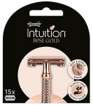 Keičiamas skutimosi peiliukas Intuition Double Edge Rose Gold, 15 vnt