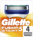&bdquo;Gillette Fusion 5&ldquo; Pradėkite skustuvų peiliukus su drėgmės juostelėmis, kad &scaron;velniai sklandytume ant odos, 4 pakaitiniai a&scaron;menys