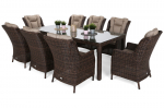 Lauko baldų komplektas Bristol 230 cm, 8+1, tamsiai rudas