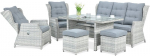 Lauko baldų komplektas BALTIMORE DINING + su pufais, White Grey