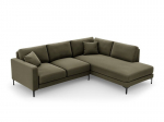 De&scaron;inioji kampinė velvet sofa Venus, 5 sėdimos vietos, žalia